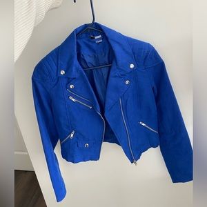 Electric Blue Suede Biker Jacket